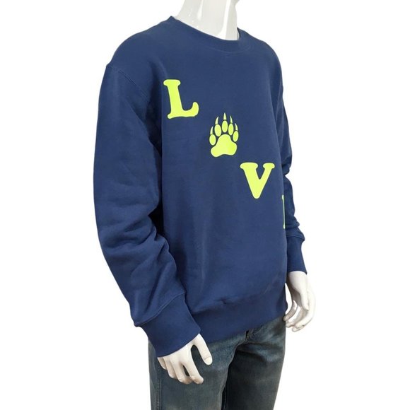 YJGLAM Men Sweater a Love Word Desing Navy Blue Neon Color Sz L G20 - Picture 3 of 8